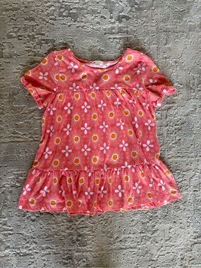 Charlotte by Cato Girls' Coral Floral Short-Sleeve Peplum Top size XL